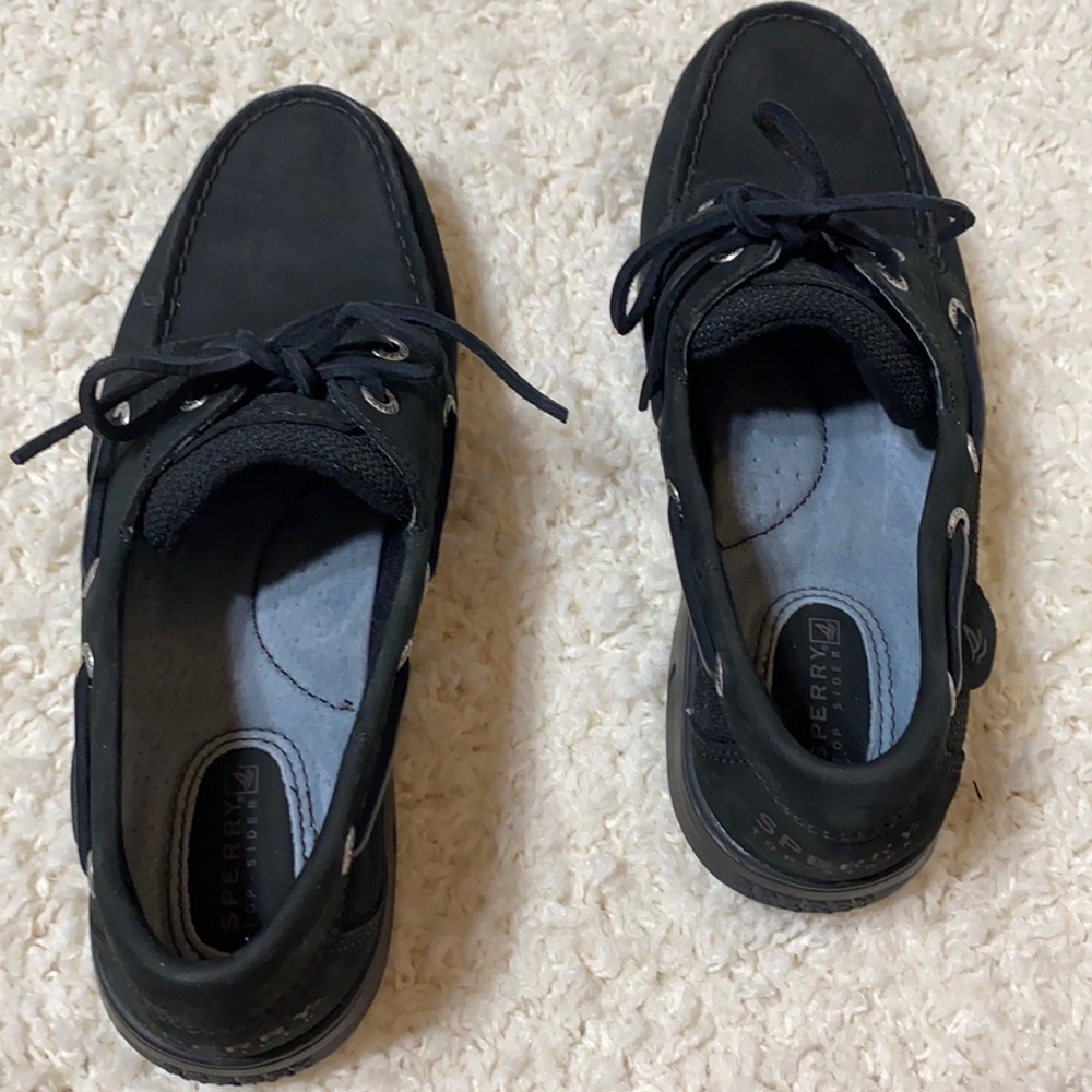 Black Sperry Boat Shoes Sz 9